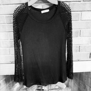 Ginger G Black mesh sleeve top size S